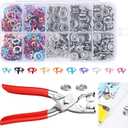 Sewing Kit with 100PCS Metal Buttons, Metal Snaps Buttons with Fastener Pliers Press Tool Kit, Colorful Five Claw Buckle Installation Plier Tool Set for DIY Crafts Sewing Fabric Clothes