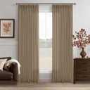 Thick Linen Pinch Pleated Curtains 96 Inches Length 2 Panels for Living Room Tan Brown Latte Country Light Filtering Curtain for Track System Back Tab Window Drapes for Dining Room Bedroom W50xL96
