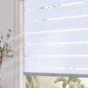 Persilux Blackout Cordless Zebra Blinds for Windows (35" W x 64" H, Light Grey) with Upgraded Cassette Free-Stop Dual Layers Sheer Roller Shades for Home and Office