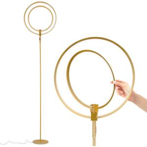 Brightech Eclipse Modern LED Torchiere Floor Lamp - Very High Brightness, Indoor Lamp - Living Room Standing Light - Alternative to Halogen - Built in Touch Dimmer - Gold/Brass