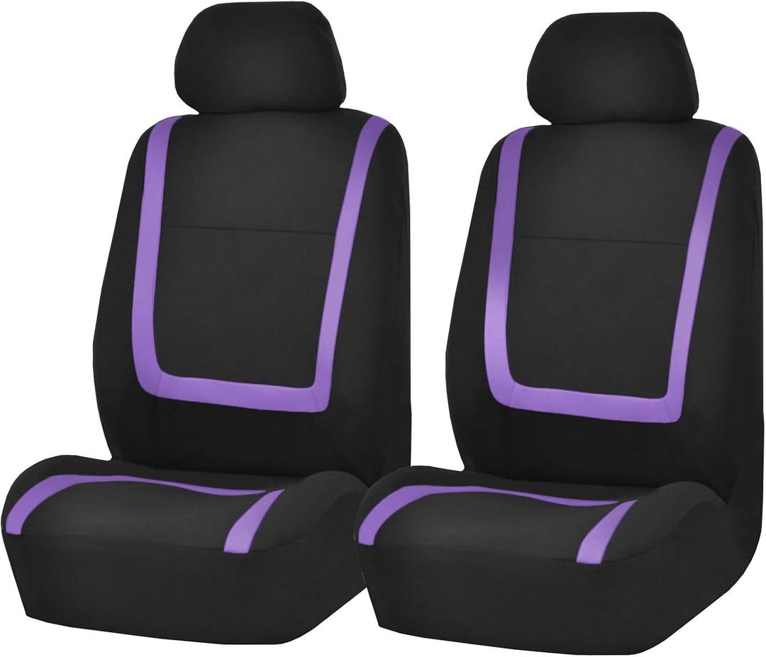FH Group Car Seat Covers Front Set in Cloth - Car Seat Covers for Low Back Car Seats with Removable Headrest,Universal Fit,Automotive SeatCovers,Washable Car SeatCover for SUV,Sedan,Van Purple