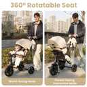 QPlay Toddler Bike Stroller for Baby 10 Months to 6 Years Old, 8-in-1 Foldable Stroller Bike for Toddlers 3-5 Boys & Girls Gifts Trike Adjustable Handle, Triple Footrest, Canopy & Storage Bag, Beige