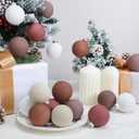 24 Pcs Neutral Textured Glass Christmas Ball Ornaments 2.36 Inch Rustic Brown Burgundy Red Cream Xmas Baubles Farmhouse Xmas Tree Decorations Modern Christmas Home Decor for Tree Holiday
