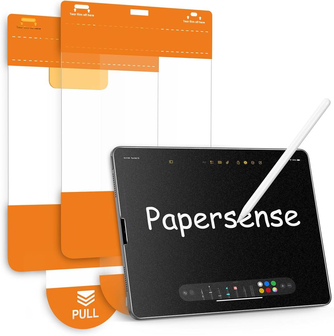 OMOTON PAPERSENSE Paper Screen Protector for iPad Pro 12.9 Inch, 6/5/4/3th (2022/2021/2020/2018), Matte Glass with Easy Install Dust-free Tray, Apple Pencil Support, Paper-feel, Anti-Glare, 2 Pack