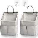 2 Pack Wall Hanging Storage Bag,Wall Hanging Organizer with Pockets, Hanging storage basket for Dormitory Bathroom Bedroom (Grey-upgraded)