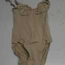 Bodysuit Shapewear For Women Tummy Control Front Invisible Zipper Seamless Deep V Neck Thong Shapewear Bodysuits (Medium, Khaki)