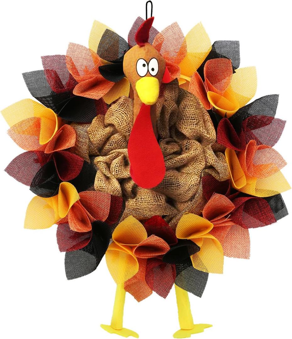 CYNOSA Thanksgiving Door Decorations Turkey Decor Fall Thanksgiving Wreath for Front Door Hanger Gobble Gobble Sign Turkey Decorations