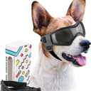 PETLESO Dog Goggles Small Breed, UV Protection Dog Sunglasses for Medium Dog Outdoor Riding Driving, Medium Black