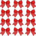 Mother's Day Bow Decorations, 12 Pcs Red Burlap Ribbon Bows for Wreaths, Mother's Day Tree Ornaments Decor, Wedding Decorations for Home Indoor