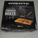 OVENTE Electric Sandwich Maker with Non-Stick Plates, Indicator Lights, Cool Touch Handle, Easy to Clean and Store, Perfect for Cooking Breakfast, Grilled Cheese, Tuna Melts and Snacks, Black GPS401B