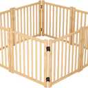 YOCAN Paint-Free Wooden Freestanding Dog Gate, Pet Gate for Indoor Use, Dog Fence for Doorways, Stairs & House, Step-Over Design, Easy to Install-8 Panel 23"