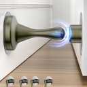 Door Stoppers Magnetic Door Catch - 4 Pack Stainless Steel Heavy Duty Door Stops for Bottom of Door, Wall & Floor Mounting No-Drill Strong Adhesive & Screws, Strong Door Holder to Keep Door Open