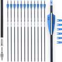 31Inch Carbon Arrows for Target Practice Hunting Arrow with Removable Tips for Compound & Recurve Bow(Pack of 12) (Blue White)