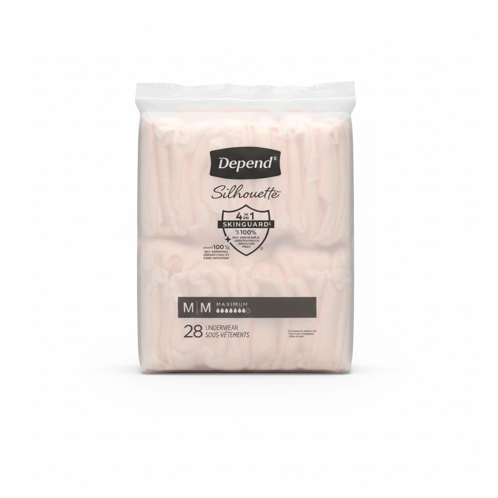 Depend Night Defense Adult Diapers, Incontinence & Postpartum Bladder Leak Underwear for Women, Disposable, Overnight, Extra-Large, Blush, 56 Count (2Packs of 28), Packaging May Vary