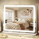 ROLOVE 23"x 18" Large Vanity Mirror with Lights, LED Makeup Mirror for Dresser and Desk, 10X Magnification, Dimmable Touch Control, Wall Mounted or Tabletop Mirror for Bedroom (White)