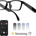 MNVOEQAI Translator Smart Glasses for Men/Women with138 Languages Translation Bluetooth Safety Glasses with Speakers for Men&Women Color Change Lens (AI+Black Frame+Color Change Lens)