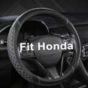 West Llama Customized Auto Car Steering Wheel Cover for Honda Civic, CR-Z, Insight, S2000, 14" - 14.25" (Diamond Quilted-Black+Gray-Small Size)