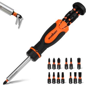 Magnetic Ratcheting Screwdriver Set: 14-in-1 Bits & 1/4" Driver, Multi-Sized Phillips, Slotted, Square, Torx, Hex for Garage & Daily Repair