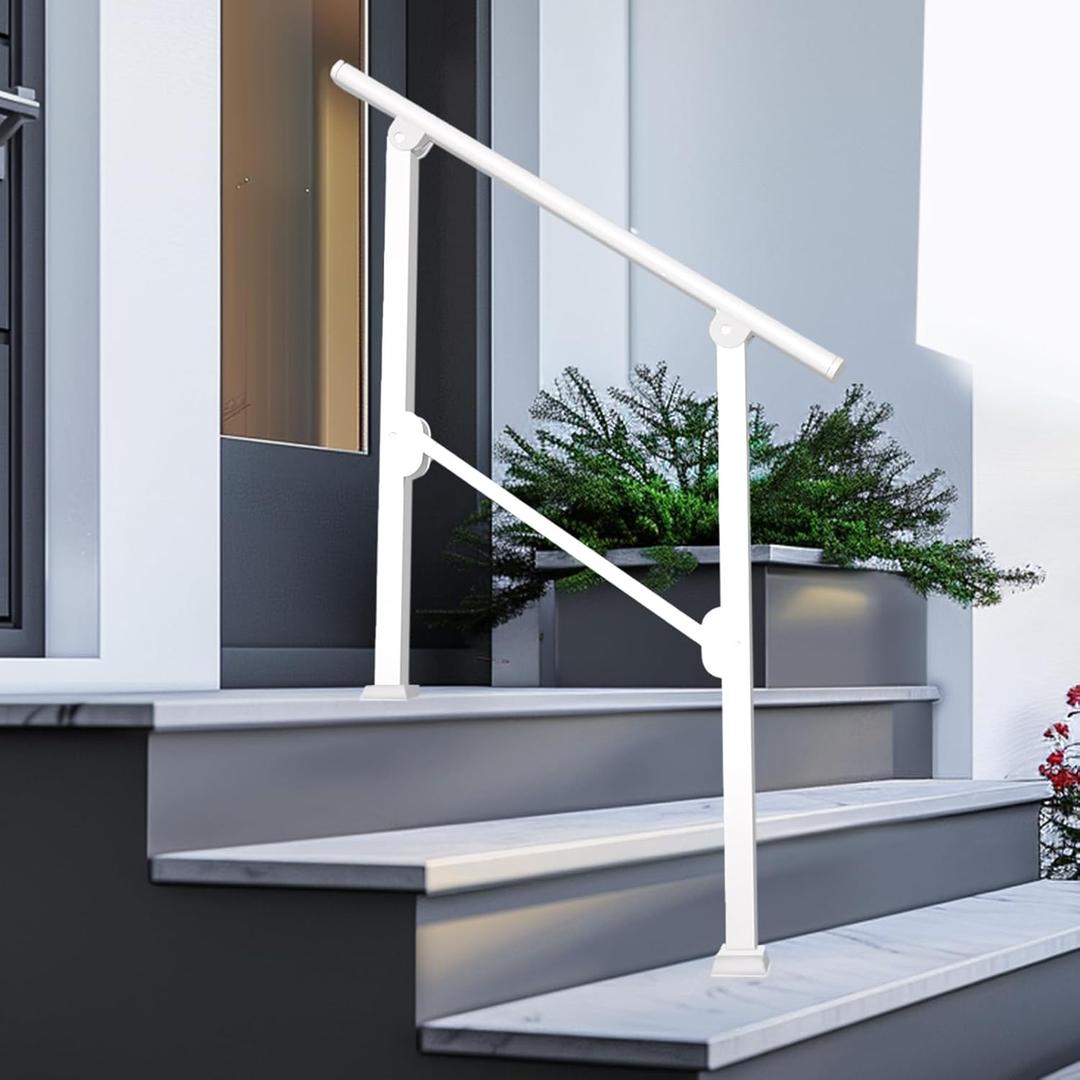 Hand Rails for Outdoor Steps, 2 Step Handrail Outdoor with Installation Kit, Railings for Outdoor Steps, Porch Handrail & Indoor Stair Safety Stair Railing Kit for Deck Gates Porch Concrete Hand Rails for Outdoor Steps, 2 Step Handrail Outdoor with Installation Kit, Railings for Outdoor Steps, Porch Handrail & Indoor Stair Safety Stair Railing Kit for Deck Gates Porch Concrete