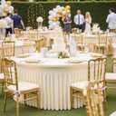leegleri 10 Pack 60Inch Ivory Spandex Round Tablecloths, Stretchy 120inch Fitted 5FT Round Table Cloths, Wrinkle Free Table Cover with Skirt for Wedding Party Dining Banquet