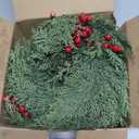 9Ft Christmas Garland, Artificial Cedar Cypress Garland with Red Berry, Bendable Faux Pine Realistic Greenery Garland for Table, Stairs, Porch, Mantle, Fireplace Indoor Outdoor Christmas Decorations