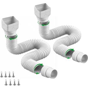 2 Pack Rain Gutter Downspout Extensions, Flexible Downspout Extender for Rainwater Drainage, Down Spout Drain Extension Pipe, Extendable from 21 to 62 Inches (Fit 3"x 4" downspouts)