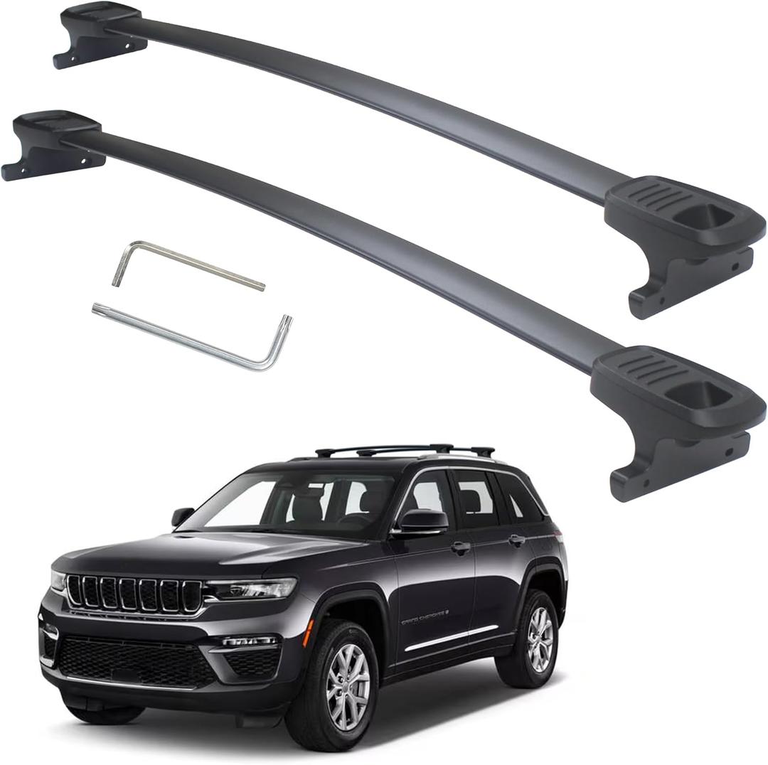 Autekcomma Heavy Duty 260lb Loading Weight Roof Rack Crossbars Compatible for Jeep Grand Cherokee L 2021-2024 and 2022 2023 2024 Grand Cherokee WL Anti-Corrosion,Full Aluminum Black Matte