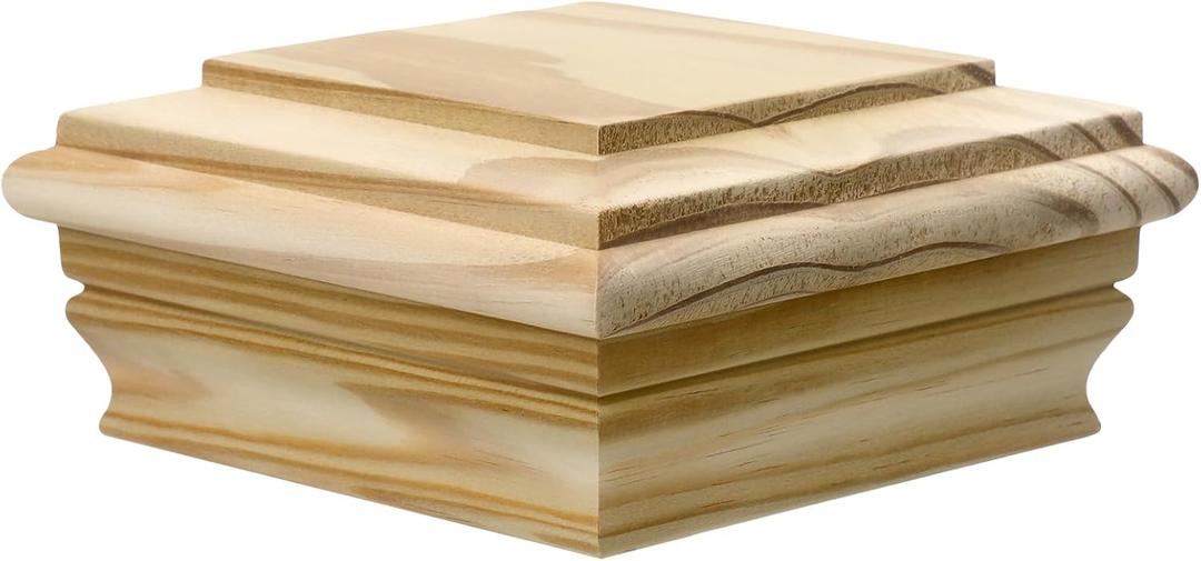 Sasylvia 1 Piece Wooden Post Caps Cedar Fence Post Caps Rot Resistant, Decorative Tops for Decks Mailboxes and Outdoor Fences Protection (4x4 Inch)