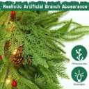 JUNEBRUSHS 9FT Artificial Norfolk Pine Garland, Christmas Garlands with Lights Real Touch Artificial Faux Greenery Garland for Mantle Stairs Railing Fireplace Table Indoor Xmas Decor