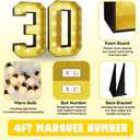 4FT Marquee Light Up 30 Numbers,Glitter Gold Giant Marquee Mosaic Frame Light Up Number for 30th Birthday Party Decorations Mosaic Number 30,DIY Frame Pre-Cut Foam Board Kit