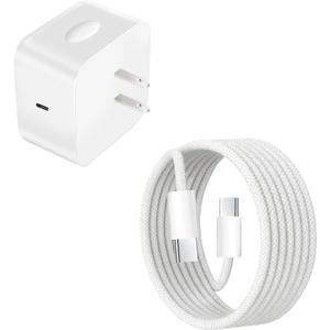 40W Dynamic Power Adapter with 60W Max, Apple 40W Charger, Foldable Type C Fast Wall Charger with 6FT Braided USB-C Cable for iPhone 17 Pro Max/16 Pro/15/15 Plus, AirPods,iPad,MacBook Air,Samsung S25