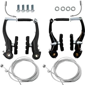 EATAKWARD 2 Pairs Bike Brake Set, Universal Complete V Bike Brakes Set for Most Mountain Bicycle, Including Road Bike Brakes Cables, Front Back Wheels End Caps,End Ferrules-Black