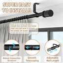 Outdoor Curtain Rods for Patio, Extra Long Rod (32 to 240 Inch) Heavy Duty Curtain Rod, Adjustable Wall & Ceiling Mount, Matte Black Room Divider, For 1 Large Window or 2 Windows,5 Holders