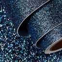 FunStick 16"x240" Black Blue Reflective Glitter Wallpaper Stick and Peel Removable Sparkly Navy Blue Glitter Contact Paper Self Adhesive Fabric Glitters Wall Paper Roll for Room Walls Cabinets Dresser