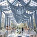 PartyVillage 10 Panels 5ftx30ft Dusty Blue Ceiling Drapes for Wedding Party, 60"W x 360"L