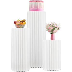 Cylinder Stands for Party Paper Pillars Cake Pedestal Stand for Display Decoration Cylinder Table for Parties (18.9in+26.8in+34.65in)