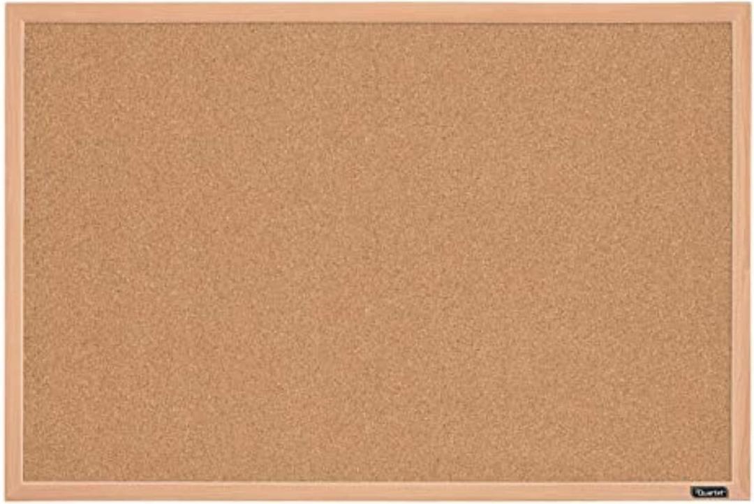 Quartet Cork Board Bulletin Board, 23" x 35" Framed Corkboard, Oak Frame, Decorative Hanging Pin Board, Perfect for Office & Home Decor, Home School Message Board or Vision Board (35-380352)