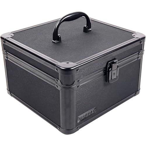 Vaultz Portable Safe Box - 10 x 10 x 6.5 Inch Large Storage Box with Lock, Mesh Pocket & Adjustable Compartments for Cash, Documents and Valuables - Tactical Black