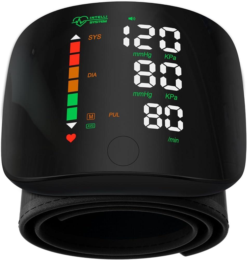 Double love Wrist Blood Pressure Monitor for Home Use  Upgraded Large LED Screen, Dual User 240 Memories with Carrying Case, Voice Broadcast, Adjustable bp Cuff (13.519.5cm)  Black
