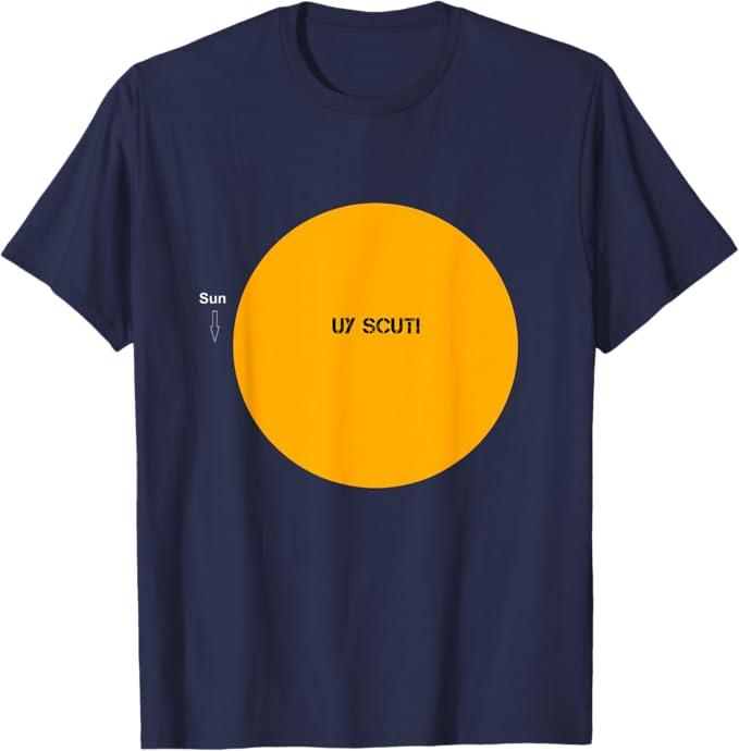 UY Scuti compared to the Sun T-Shirt, Small