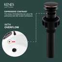 KENES Oil Rubbed Bronze Pop Up Bathroom Sink Drain with Overflow, Lavatory Bathroom Vanity Sink Drain Stopper, Sink Drain Assembly with Overflow Anti Clog Pop Up Drain