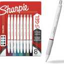 Sharpie S-Gel Pens, Fashion Barrel White Pearl, Medium Point (0.7mm), Bold Ink Colors, 8 Count