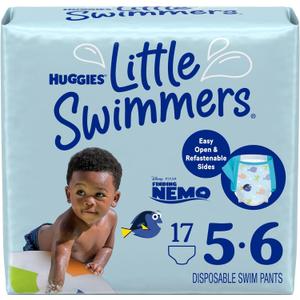 Huggies Little Swimmers Disposable Swim Diapers, Size 5-6 (32+ lbs), 17 Ct, Large