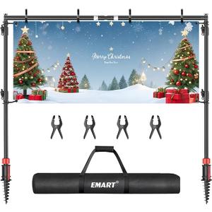 EMART Adjustable Outdoor Banner Stand with Crossbar for 82x118in Banner | Portable Outdoor Backdrop Stand with Ground Stakefor Wedding, Movie Screen, Birthday Party, Activities, Gathering