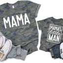 LOTUCY Mom and Son Matching Outfits Mama and Mama's Litter Man Print Shirts Cute Mom and Son Valentine's Gifts, Size 18-24 Month