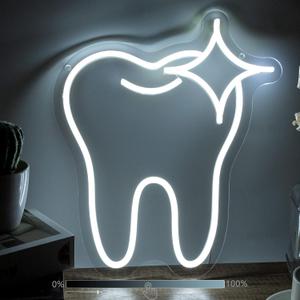 Neon Sign Tooth Decor Dental Office Light Dentist Accessories Decoration, Dimmable LED Sign Neon Signs Smile Wall Art, Neon Dentist Balloon Dental Office Decor Lights