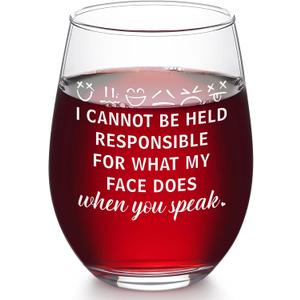 Futtumy Funny Adult Gifts for Women, I Cannot Be Held Responsible For What My Face Does When You Speak Glass, Funny Gifts for Coworker Friend Women, Sarcastic Gag Birthday Christmas Gift, 17 Oz
