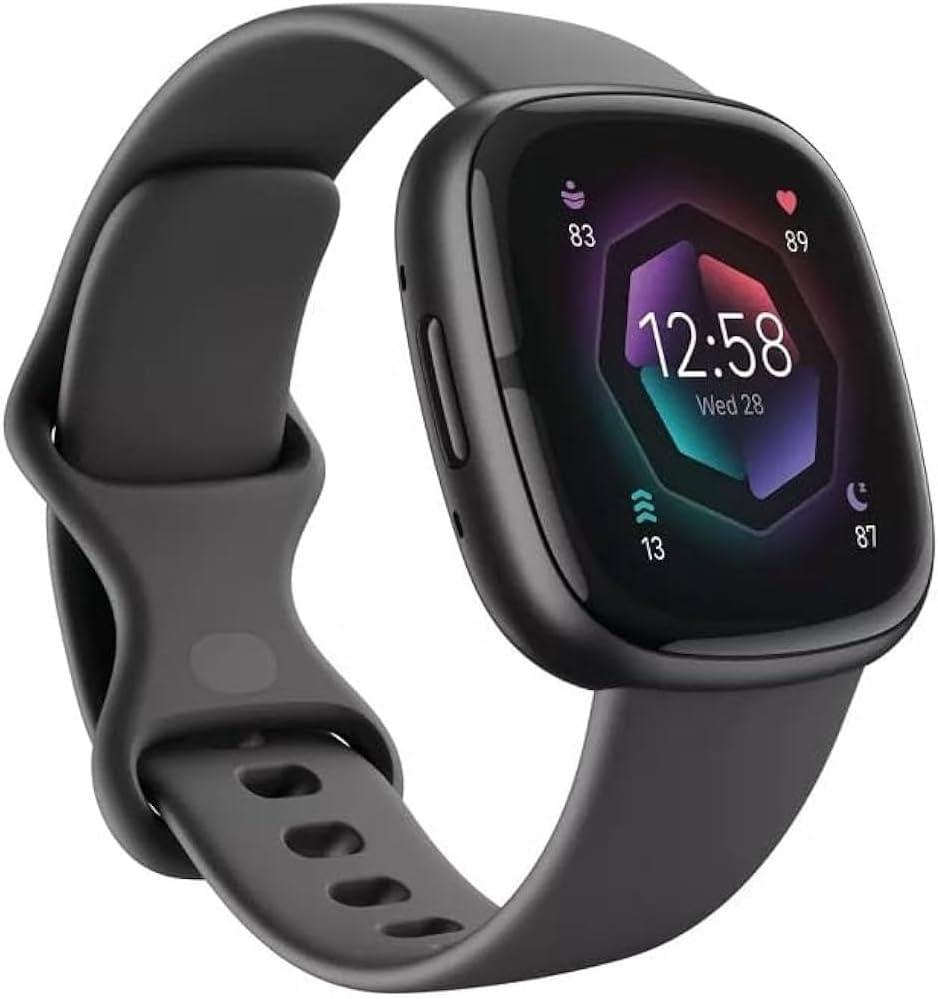 Fitbit Sense 2 Advanced Health and Fitness Smart Watch (Grey/Graphite) with Manage Stress, ECG, SpO2, GPS, 2 Sizes Bands, Bundle with Charger Dock, Wall Adapter, 2 Screen Protectors & PremGear Cloth
