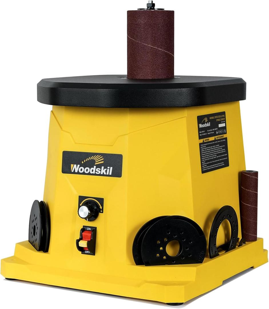 4A Variable Speed Oscillating Spindle Sander, 1000-1800RPM Variable Speed Spindle Sander with Multiple Sanding Sleeves, Efficient Dust Collection, and Compact Design for Woodworking Projects