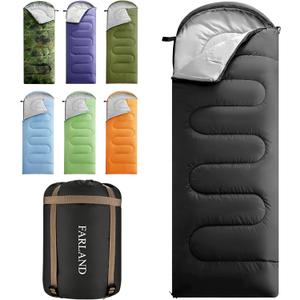 FARLAND Sleeping Bags 30 for Adults Teens Kids with Compression Sack Portable and Lightweight for 3-4 Season Camping, Hiking,Waterproof, Backpacking and Outdoors (Medium(87"x 29.5"), Dark Grey (L Zip))